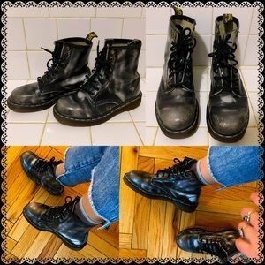 Black Distressed Dr. Martens 1460 boots!